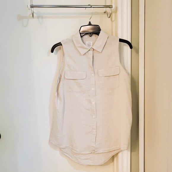 CORE life Tops - CORE life Sleeveless Blouse with Collar - 100% Linen